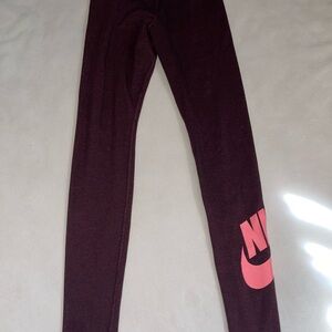 Nike Brown and Pink Leggings with Bold Logo‎
